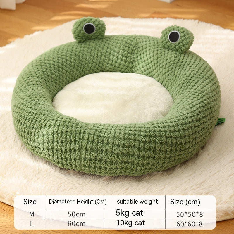 Frog Design Pet Nest | Soft Plush Bed for Small Cats & Dogs