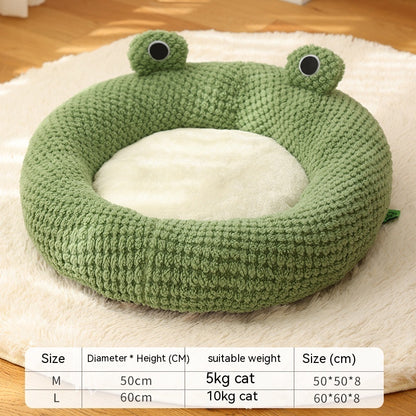 Frog Design Pet Nest | Soft Plush Bed for Small Cats & Dogs