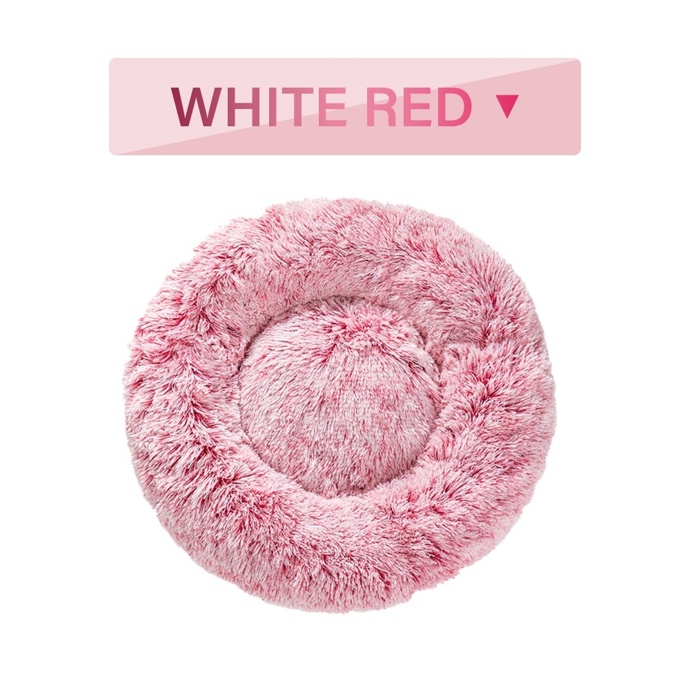 Warm Round Plush Pet Bed | Soft & Washable Fluffy Comfort