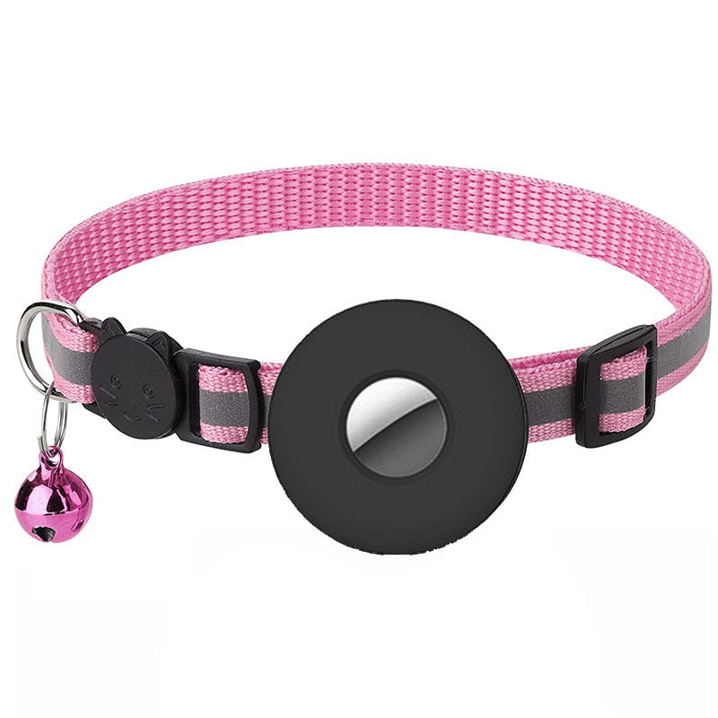 Adjustable Reflective Pet Collar with Airtag and Bell - Anti-Lost
