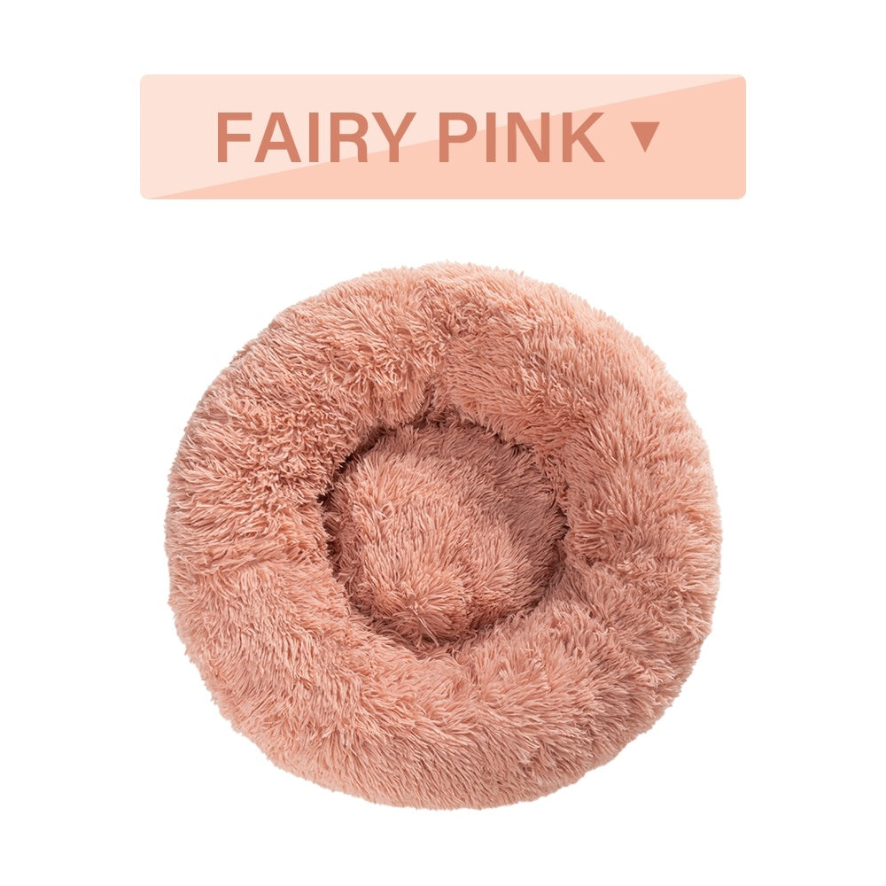 Warm Round Plush Pet Bed | Soft & Washable Fluffy Comfort