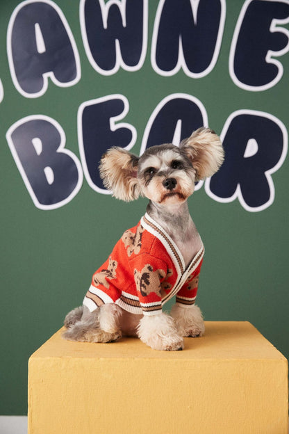 Bear print cardigan
