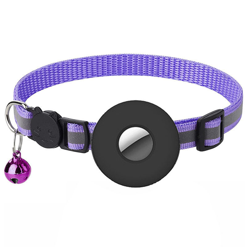 Adjustable Reflective Pet Collar with Airtag and Bell - Anti-Lost