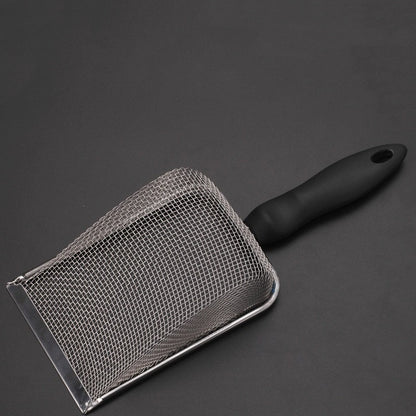 Stainless steel slotted shovel for cleaning cat poop