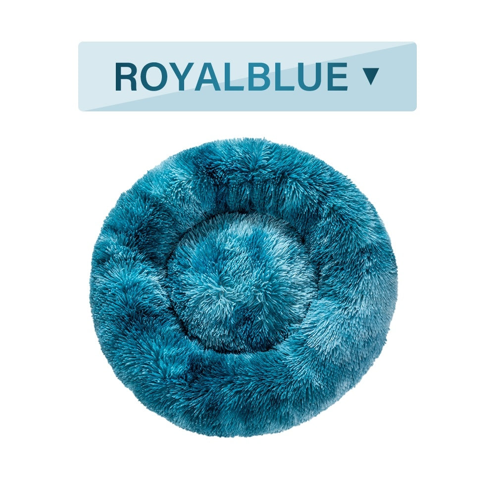 Warm Round Plush Pet Bed | Soft & Washable Fluffy Comfort