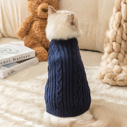 Cozy Solid Color Pet Sweater | Warm Anti-Lint Cat Clothes