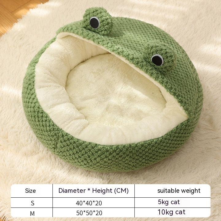 Frog Design Pet Nest | Soft Plush Bed for Small Cats & Dogs