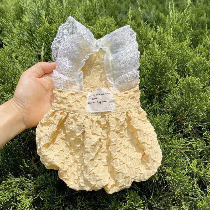 Pet Clothes Contrast Color Suspender Skirt