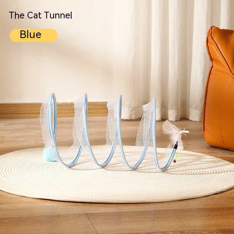 Interactive Cat Tunnel with Mouse Toy - Foldable Design