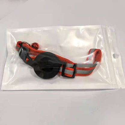 Adjustable Reflective Pet Collar with Airtag and Bell - Anti-Lost